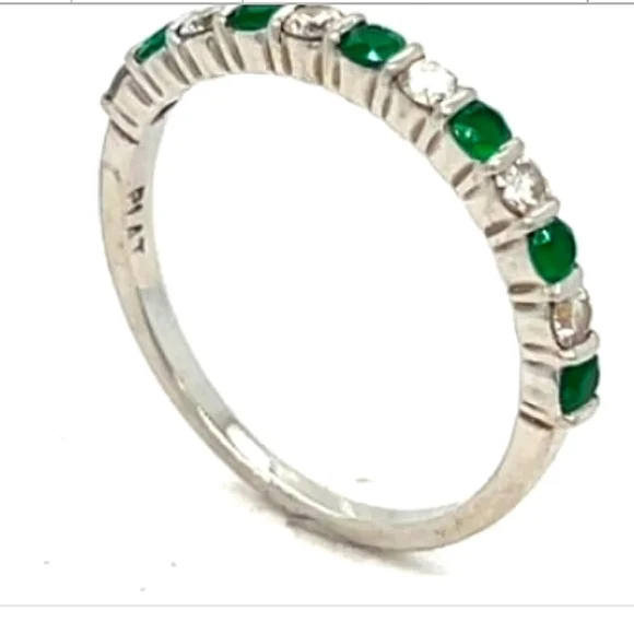 Tiffany & Co. Platinum Emerald & Diamond Ring - Picture 3 of 9